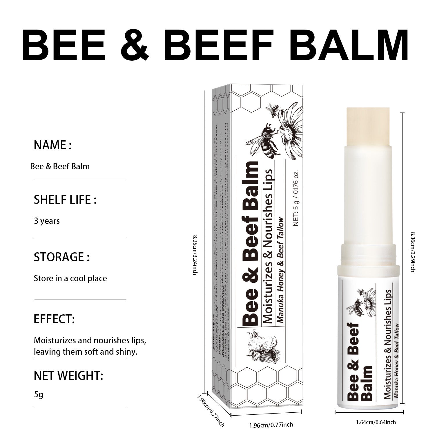 Beef Fat Lip Balm Organic Grass-fed Butter