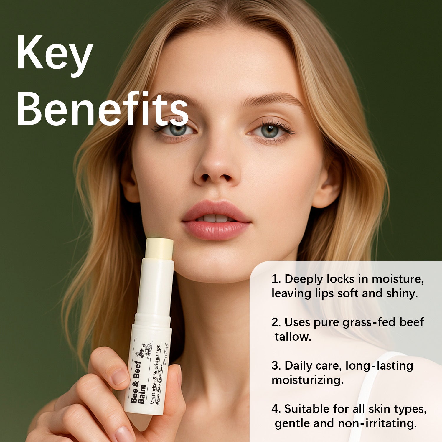 Beef Fat Lip Balm Organic Grass-fed Butter