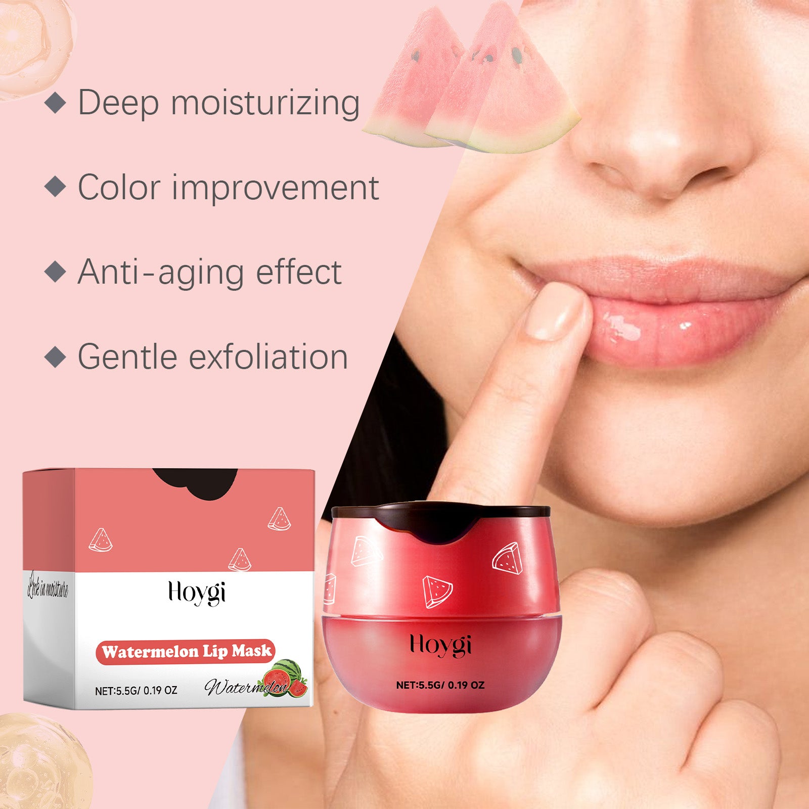 Hoygi Watermelon Lip Mask, Lighten Lip Lines, Remove Dead Skin, Moisturize, Prevent Dry And Crack Lip Mask, Moisturize And Care Lip Mask